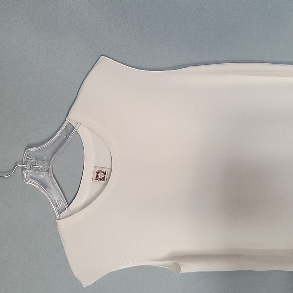 Anne Klein Angled And Split Side Tunic Top. Cream… - image 2